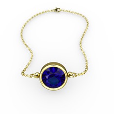 Lab safir 14 ayar altın bileklik (40 cm altın rolo zincir)