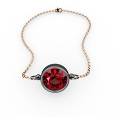 Garnet 925 ayar siyah rodyum kaplama gümüş bileklik (40 cm gümüş rolo zincir)