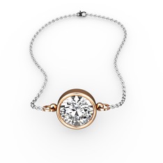 Tektaş Bilezik - Swarovski 18 ayar rose altın bileklik (40 cm beyaz altın rolo zincir) #1j61vgu