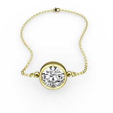 Tektaş Bilezik - Beyaz zirkon 14 ayar altın bileklik (40 cm gümüş rolo zincir) #1s704r4