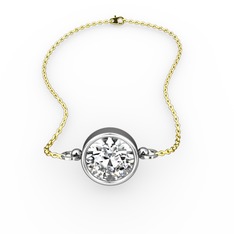 Tektaş Bilezik - Swarovski 925 ayar gümüş bileklik (40 cm altın rolo zincir) #k9x3hl