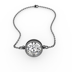 Tektaş Bilezik - Swarovski 925 ayar siyah rodyum kaplama gümüş bileklik (40 cm gümüş rolo zincir) #o1v89
