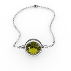 Tektaş Bilezik - Peridot 18 ayar beyaz altın bileklik (40 cm beyaz altın rolo zincir) #uvzcm5