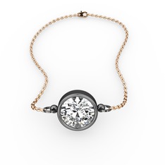 Tektaş Bilezik - Swarovski 925 ayar siyah rodyum kaplama gümüş bileklik (40 cm gümüş rolo zincir) #wl0x5b