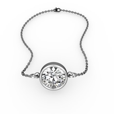 Tektaş Bilezik - Swarovski 14 ayar beyaz altın bileklik (40 cm gümüş rolo zincir) #x01xw6