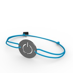 Power İp Bileklik - 925 ayar siyah rodyum kaplama gümüş bileklik #ab9m3w