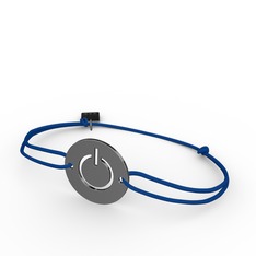 Power İp Bileklik - 925 ayar siyah rodyum kaplama gümüş bileklik #pezukx