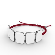 Akia Bileklik - Beyaz akrilik 925 ayar siyah rodyum kaplama gümüş bileklik #105irea