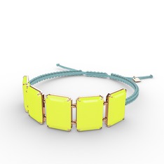 Neon sarı akrilik 18 ayar rose altın bileklik