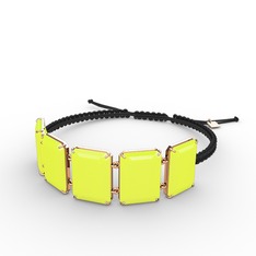 Neon sarı akrilik 14 ayar rose altın bileklik