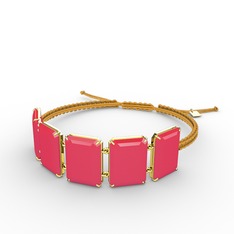 Akia Bileklik - Neon pembe akrilik 14 ayar altın bileklik #15dsksk