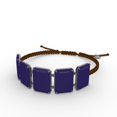 Akia Bileklik - Lacivert akrilik 925 ayar siyah rodyum kaplama gümüş bileklik #15paikg