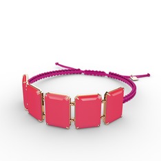 Akia Bileklik - Neon pembe akrilik 925 ayar rose altın kaplama gümüş bileklik #15t454t