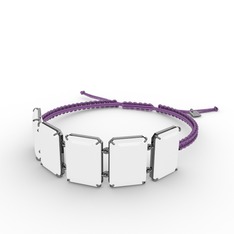 Akia Bileklik - Beyaz akrilik 925 ayar siyah rodyum kaplama gümüş bileklik #18mltqy