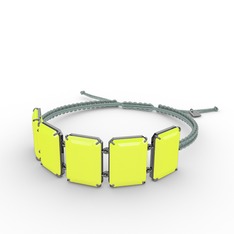 Akia Bileklik - Neon sarı akrilik 925 ayar siyah rodyum kaplama gümüş bileklik #1atk5q1