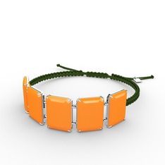 Neon turuncu akrilik 925 ayar gümüş bileklik