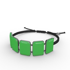 Akia Bileklik - Neon yeşil akrilik 925 ayar siyah rodyum kaplama gümüş bileklik #1h6vgul