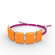 Akia Bileklik - Neon turuncu akrilik 925 ayar rose altın kaplama gümüş bileklik #1k2j4ki
