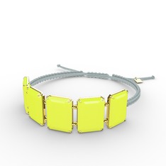 Neon sarı akrilik 14 ayar altın bileklik