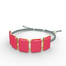 Neon pembe akrilik 8 ayar altın bileklik