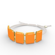Akia Bileklik - Neon turuncu akrilik 8 ayar altın bileklik #1pozkzi