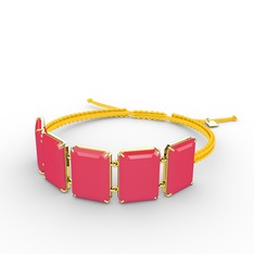 Neon pembe akrilik 14 ayar altın bileklik