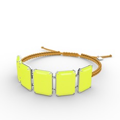 Neon sarı akrilik 925 ayar gümüş bileklik