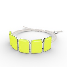 Neon sarı akrilik 18 ayar beyaz altın bileklik
