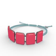 Akia Bileklik - Neon pembe akrilik 925 ayar siyah rodyum kaplama gümüş bileklik #1utkkcy