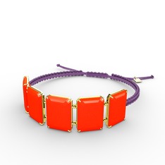 Akia Bileklik - Kırmızı akrilik 925 ayar altın kaplama gümüş bileklik #1v5ibol