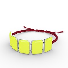 Akia Bileklik - Neon sarı akrilik 8 ayar beyaz altın bileklik #1ykte5a