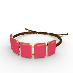 Neon pembe akrilik 925 ayar altın kaplama gümüş bileklik