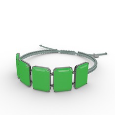 Akia Bileklik - Neon yeşil akrilik 925 ayar siyah rodyum kaplama gümüş bileklik #3t0byt