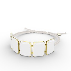 Beyaz akrilik 925 ayar altın kaplama gümüş bileklik