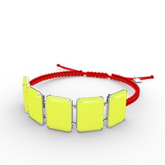 Neon sarı akrilik 8 ayar beyaz altın bileklik