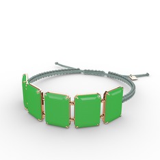 Akia Bileklik - Neon yeşil akrilik 925 ayar rose altın kaplama gümüş bileklik #7zkgks