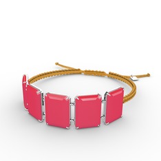 Akia Bileklik - Neon pembe akrilik 18 ayar beyaz altın bileklik #8p5dev