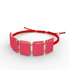 Neon pembe akrilik 925 ayar rose altın kaplama gümüş bileklik