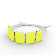 Akia Bileklik - Neon sarı akrilik 925 ayar altın kaplama gümüş bileklik #dph81n