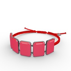 Neon pembe akrilik 925 ayar siyah rodyum kaplama gümüş bileklik