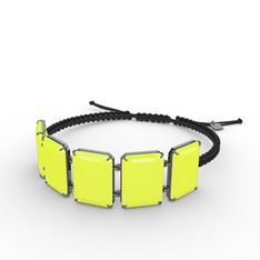 Akia Bileklik - Neon sarı akrilik 925 ayar siyah rodyum kaplama gümüş bileklik #lm0pv9