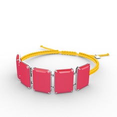 Akia Bileklik - Neon pembe akrilik 925 ayar gümüş bileklik #p2iyoz