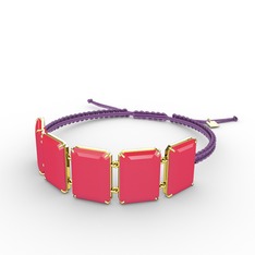Akia Bileklik - Neon pembe akrilik 925 ayar altın kaplama gümüş bileklik #qfeffe