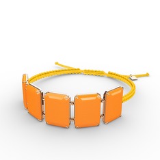 Neon turuncu akrilik 8 ayar rose altın bileklik