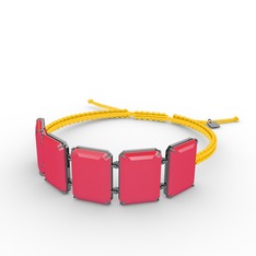 Akia Bileklik - Neon pembe akrilik 925 ayar siyah rodyum kaplama gümüş bileklik #tdggiw