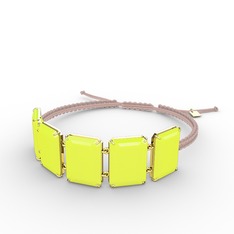 Akia Bileklik - Neon sarı akrilik 925 ayar altın kaplama gümüş bileklik #v5zizr