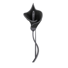 Kala Çiçeği Broş - 925 ayar siyah rodyum kaplama gümüş broş (Siyah mineli) #18vryww