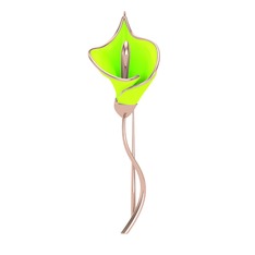 Kala Çiçeği Broş - 925 ayar rose altın kaplama gümüş broş (Neon yeşil mineli) #1qknfyp