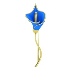 Kala Çiçeği Broş - 14 ayar altın broş (Mavi mineli) #3vh7y5