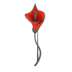 Kala Çiçeği Broş - 925 ayar siyah rodyum kaplama gümüş broş (Kırmızı mineli) #fsjvdi